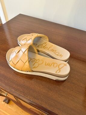 Sam Edelman Tan Woven Slide Sandals